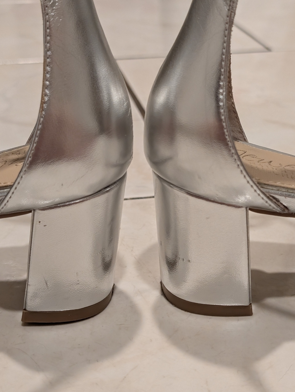 Jewel Badgley Mischka Silver Embellished Giona Block Heel Evening Sandals - Picture 6 of 8